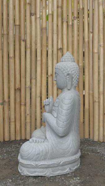 Product image 4 of the product “Seated Buddha made of Riverstone in Dharmachakra gesture of wheel of the teaching of the Dharma, H. 79cm. ”